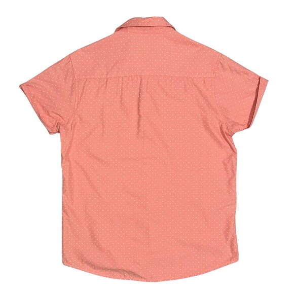 Paper Denim & Cloth Coral Polka Dot Short Sleeve Button Down Shirt Sz M Slim Fit - Picture 10 of 10